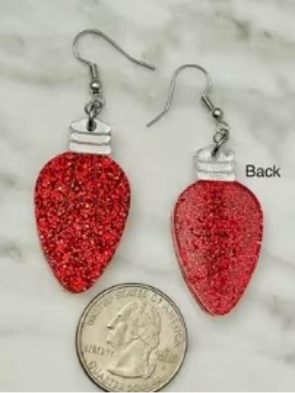Red Glitter Holiday Light Dangle Earrings - Women Jewelry